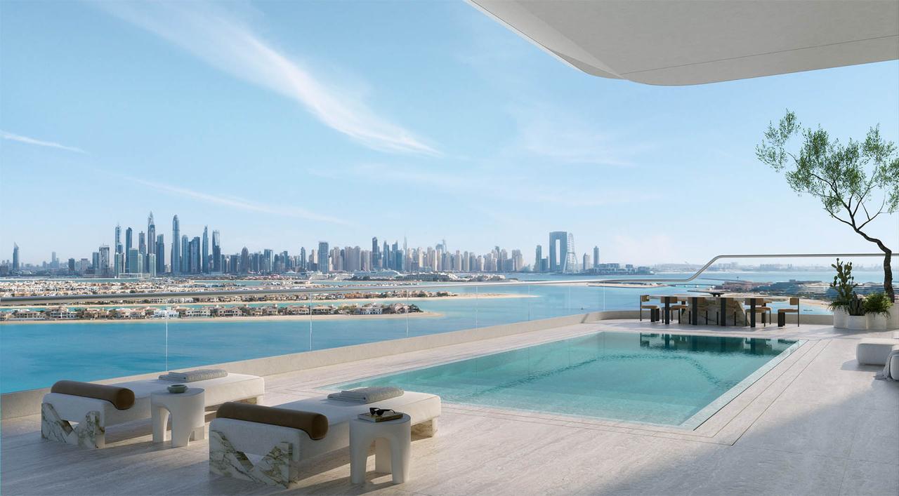 Luxury apartments on the West Crescent of Palm Jumeirah in Dubai.