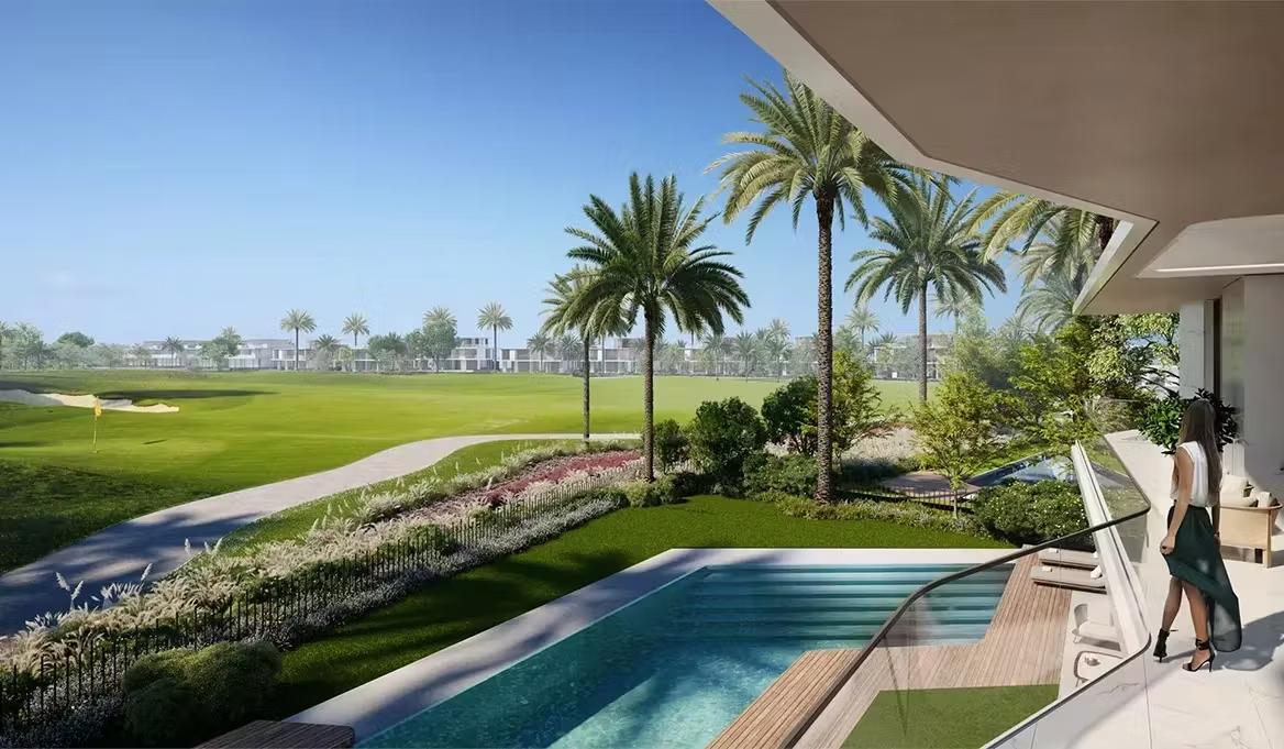 Ultra luxury homes backing onto Emirates Golf Club in Dubai.