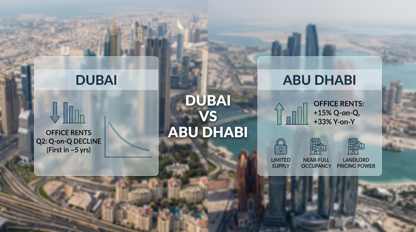 Dubai office rents fell quarter-on-quarter in Q2 2026.
