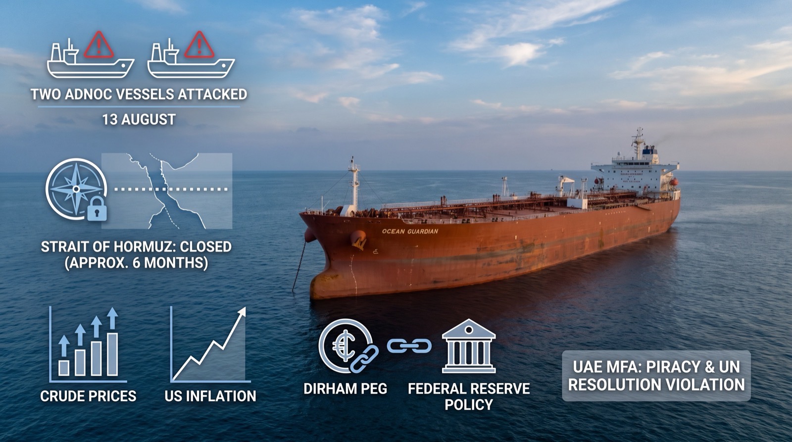 Two ADNOC vessels were attacked overnight on 13 August 2026.