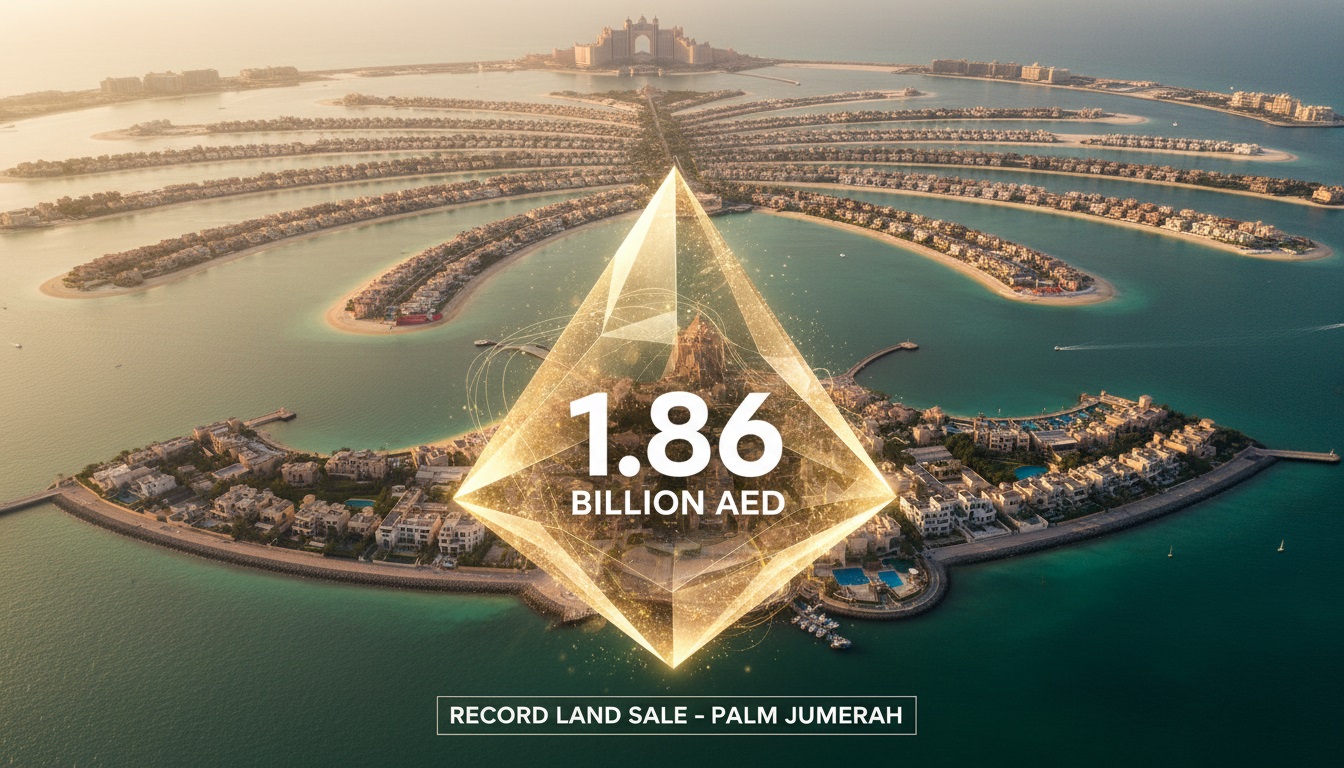 Record-setting land sale on Palm Jumeirah where a prime residential plot sold for AED 1.86 billion.