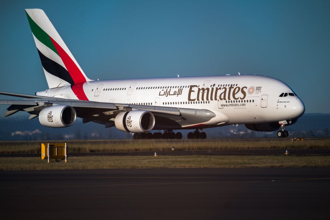Emirates Airline Airbus A380 on the runway