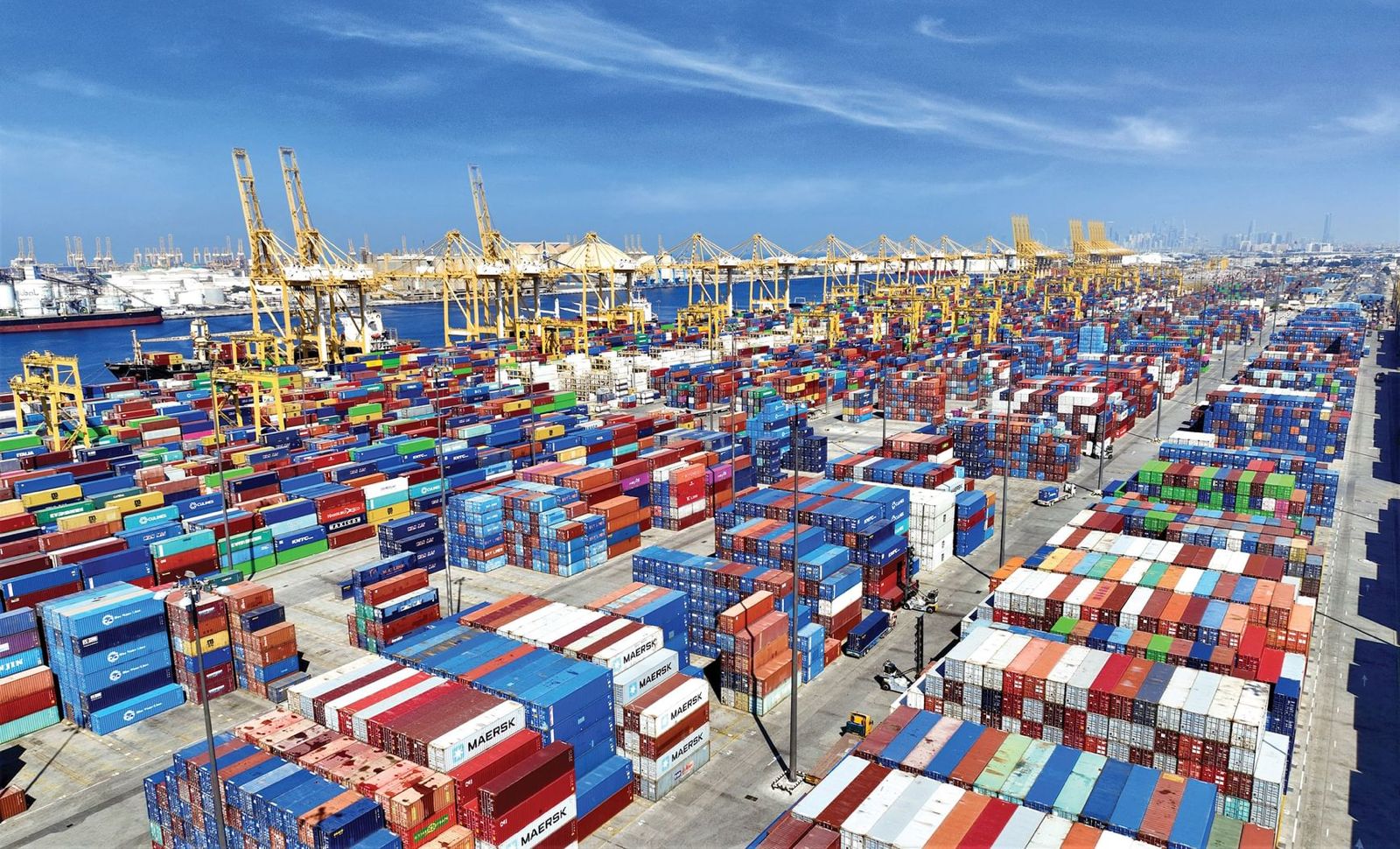 Dubai as a leading global trade hub with Jebel Ali Port and DXB driving regional logistics.