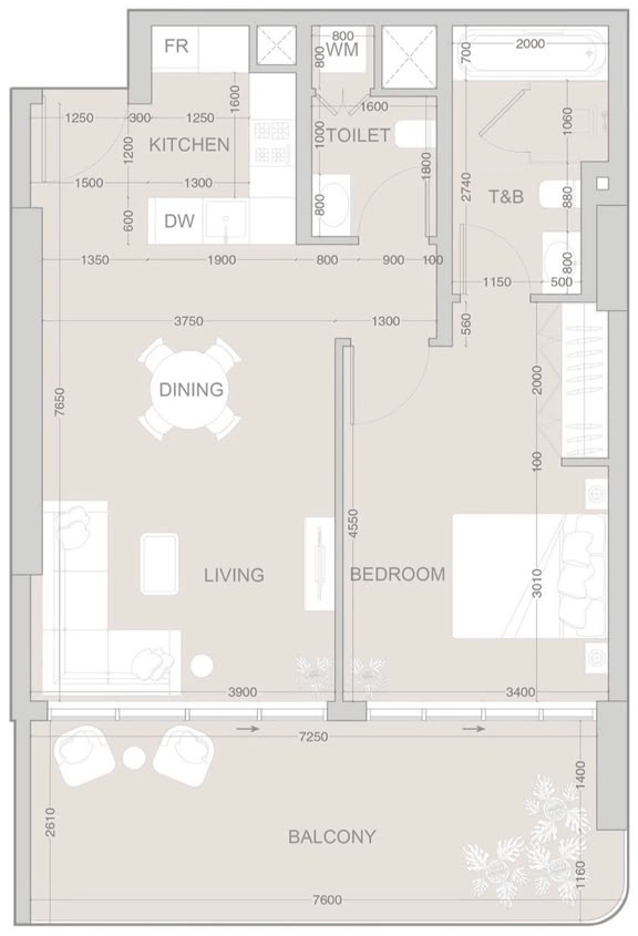 Floor plan for DISTRESS DEAL: 1-BR IN EVERGR1N HOUSE
