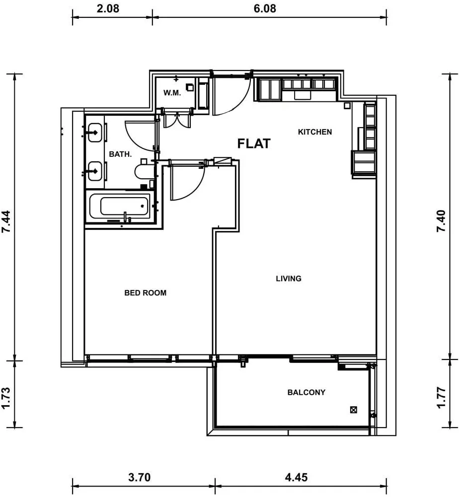 Floor plan for DISTRESS DEAL: 1-BR IN PALACE RESIDENCES