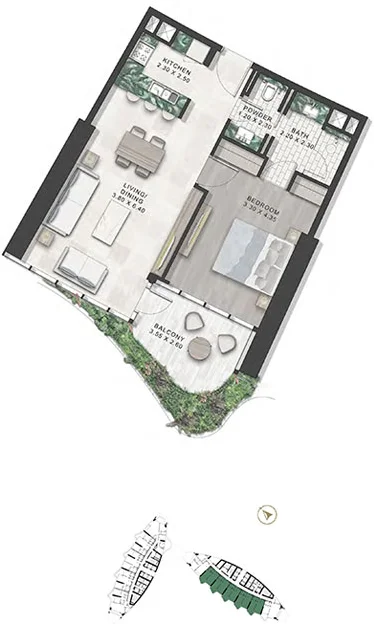 Floor plan for DISTRESS DEAL: 1-BR IN SAFA ONE - TOWER B