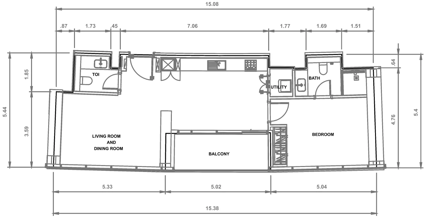 Floor plan for DISTRESS DEAL: 1-BR IN SOBHA SEAHAVEN - TOWER B