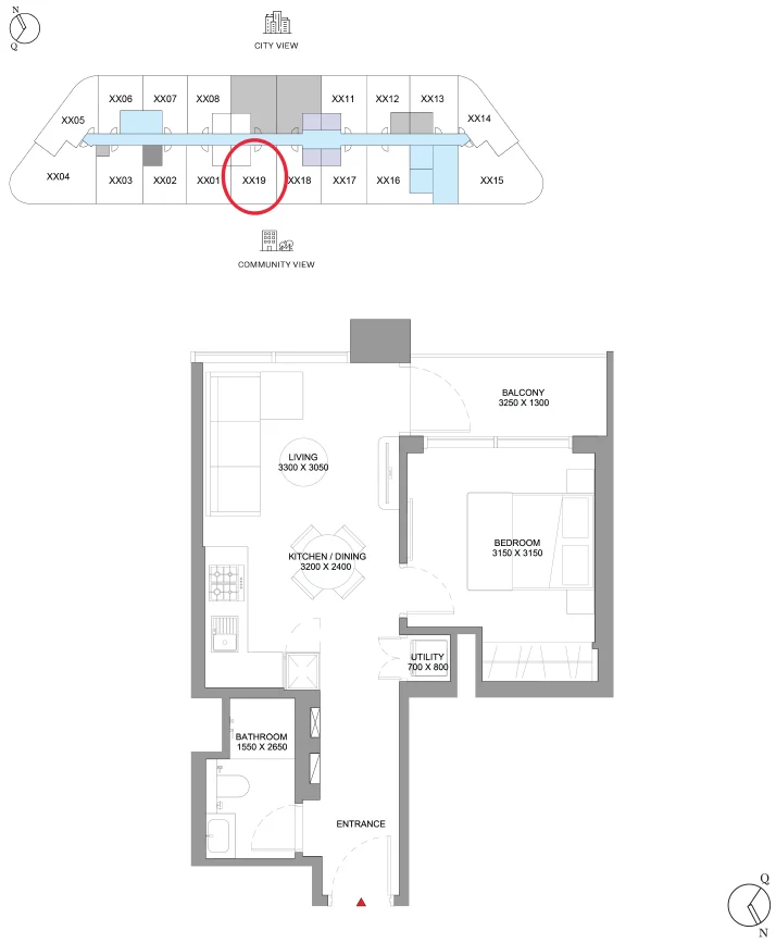 Floor plan for DISTRESS DEAL: 1-BR IN SOBHA SOLIS - TOWER B