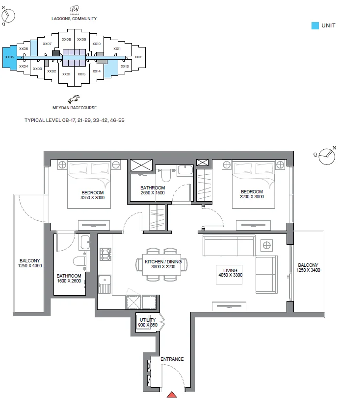 Floor plan for DISTRESS DEAL: 2-BR IN 330 RIVERSIDE CRESCENT
