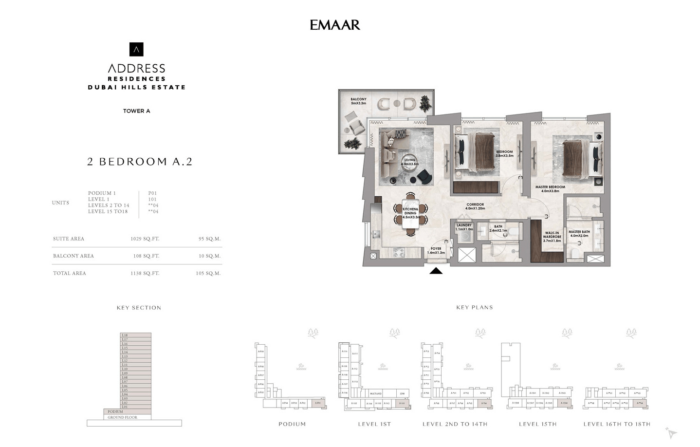 Floor plan for DISTRESS DEAL: 2-BR IN ADDRESS RESIDENCES DUBAI HILLS ESTATE - TOWER A