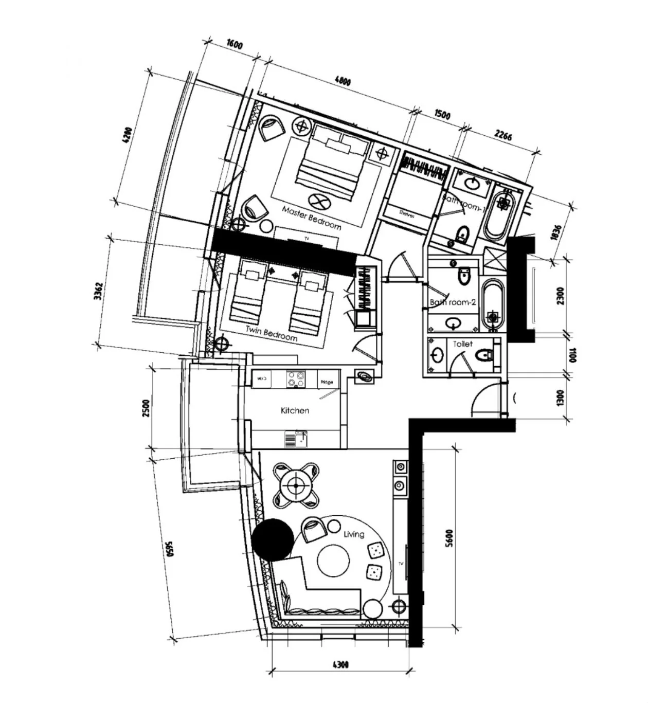Floor plan for DISTRESS DEAL: 2-BR IN PARAMOUNT TOWER D