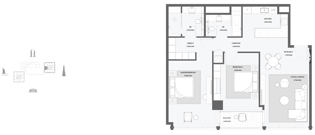 Floor plan for DISTRESS DEAL: 2-BR IN VERVE - TOWER B