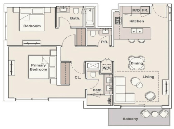 Floor plan for DISTRESS DEAL: 2-BR IN WINDSOR HOUSE 2