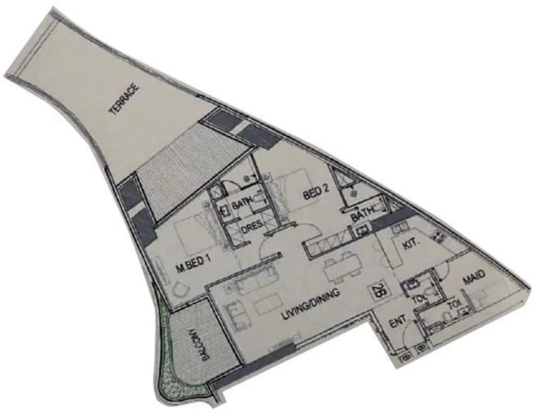 Floor plan 1 for DISTRESS DEAL: 2-BR + Maid's IN SAFA ONE - TOWER B