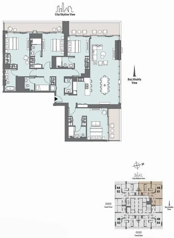 Floor plan for DISTRESS DEAL: 4-BR IN PENINSULA 4 THE PLAZA B - HIGH FLOOR