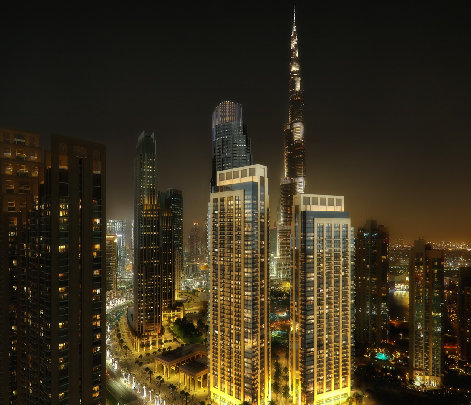 Night view of Act One | Act Two — Downtown Dubai