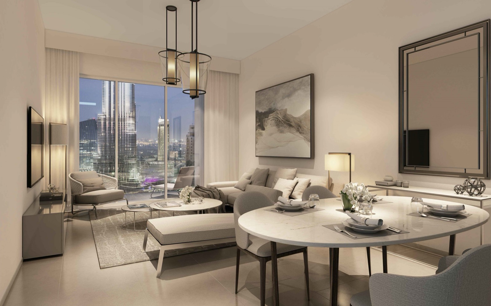 Living space at Act One | Act Two — Downtown Dubai