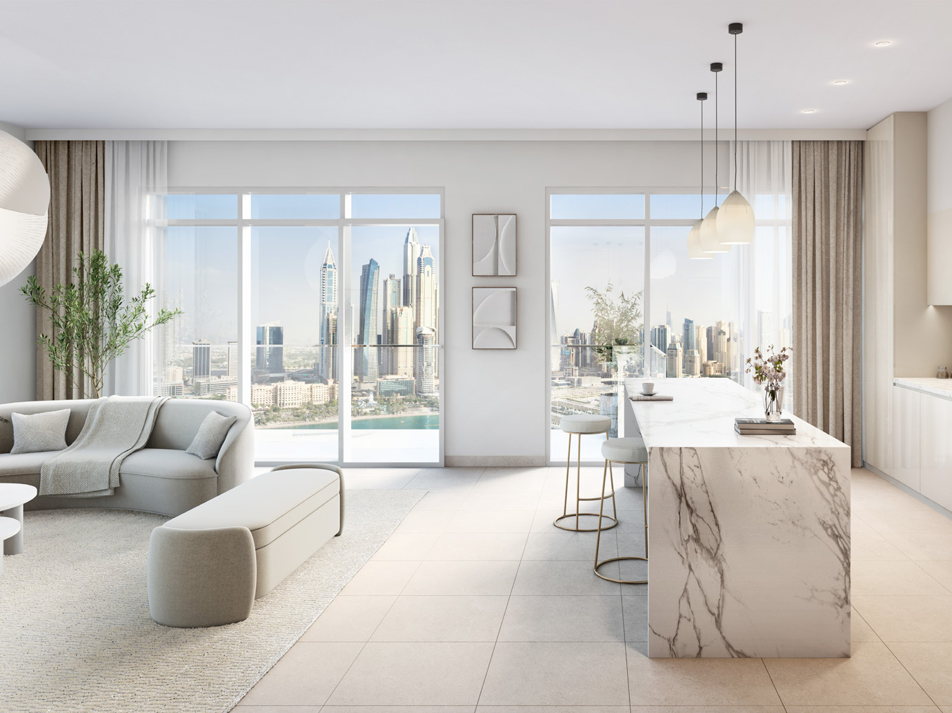 Living space at Beach Mansion — Emaar Beachfront — Mitchell's Commercial Real Estate