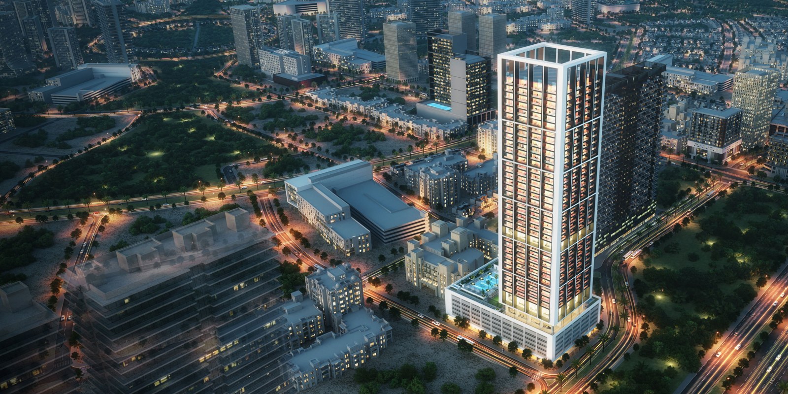 Binghatti Apex — Jumeirah Village Circle, view 2 — Mitchell's Commercial Real Estate