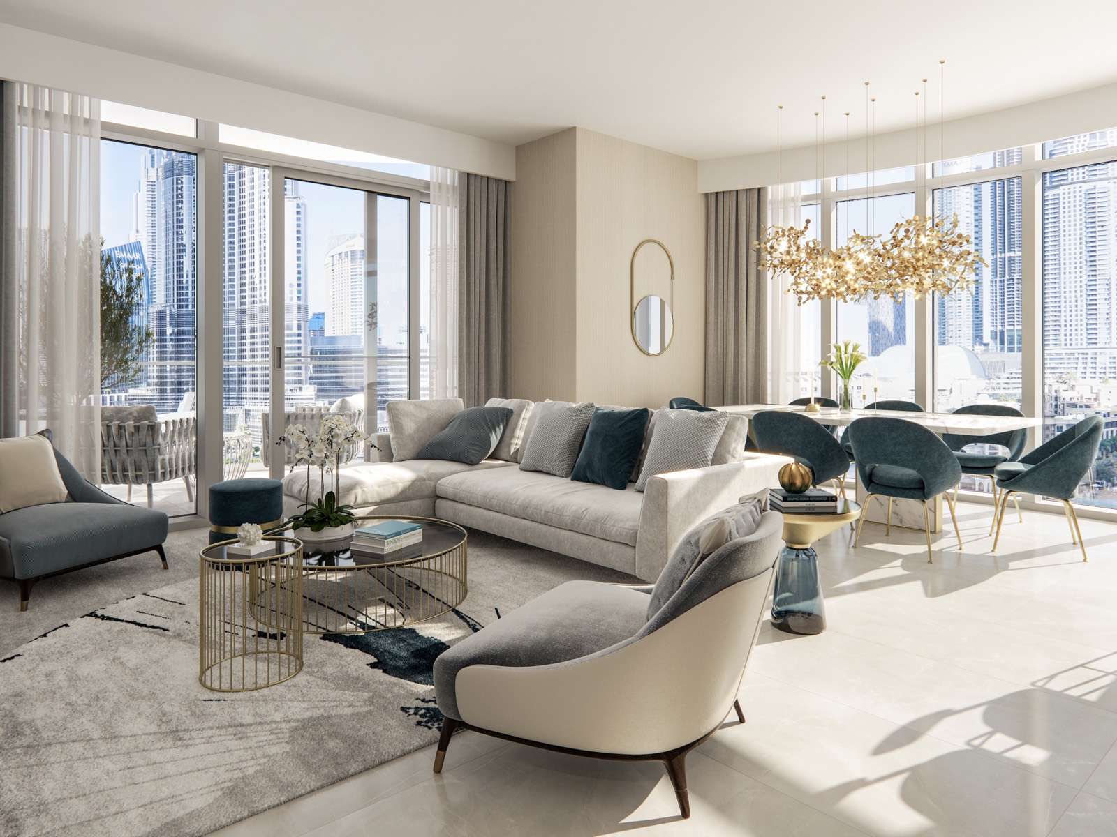 Living space at Grande Signature Residences — Downtown Dubai — Mitchell's Commercial Real Estate