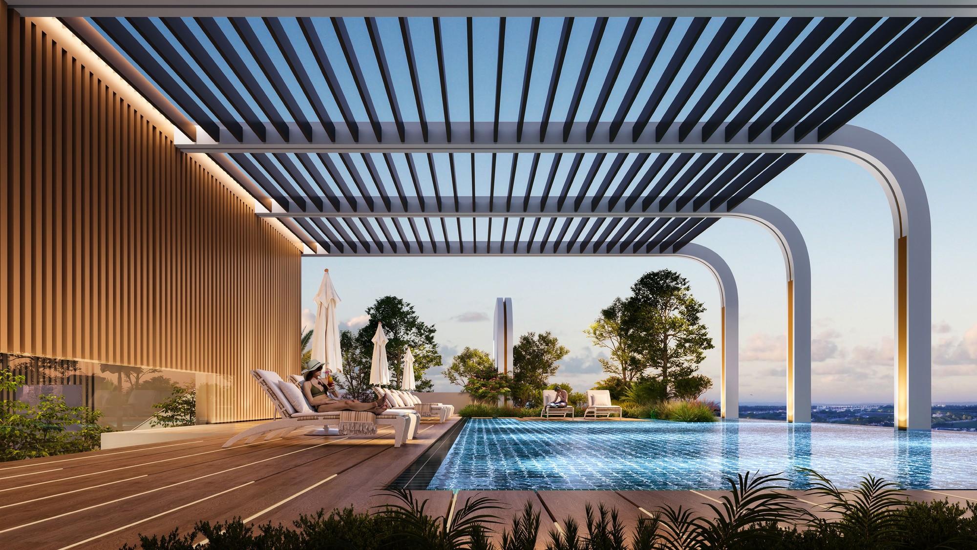 Pool at Le Blanc by Imtiaz — Dubai Land Residence Complex — Mitchell's Commercial Real Estate