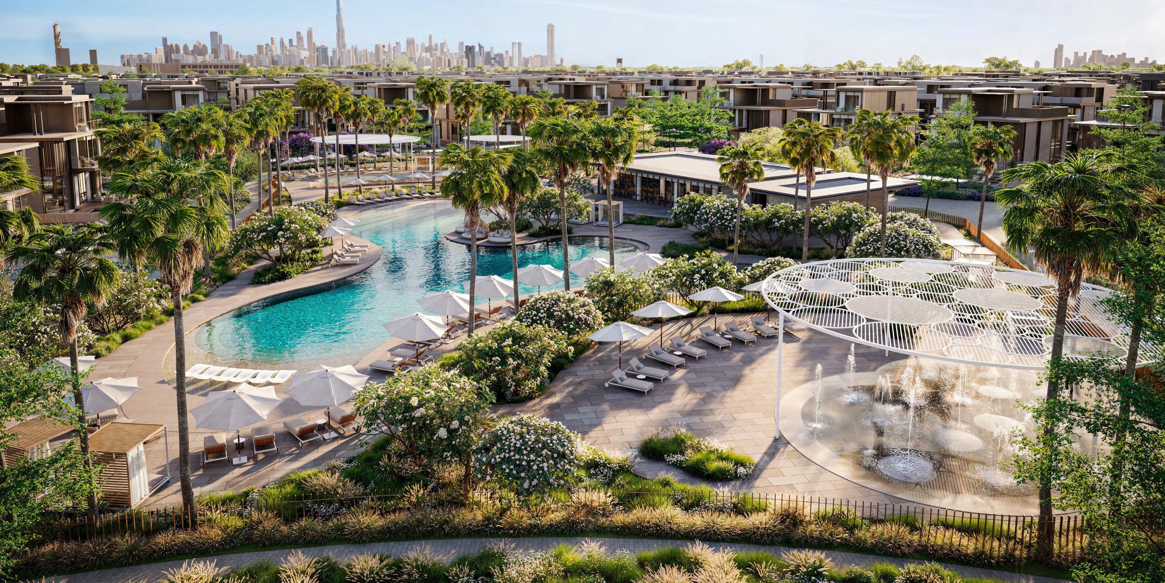 Pool at Nad Al Sheba Gardens Phase 11 — Nad Al Sheba — Mitchell's Commercial Real Estate