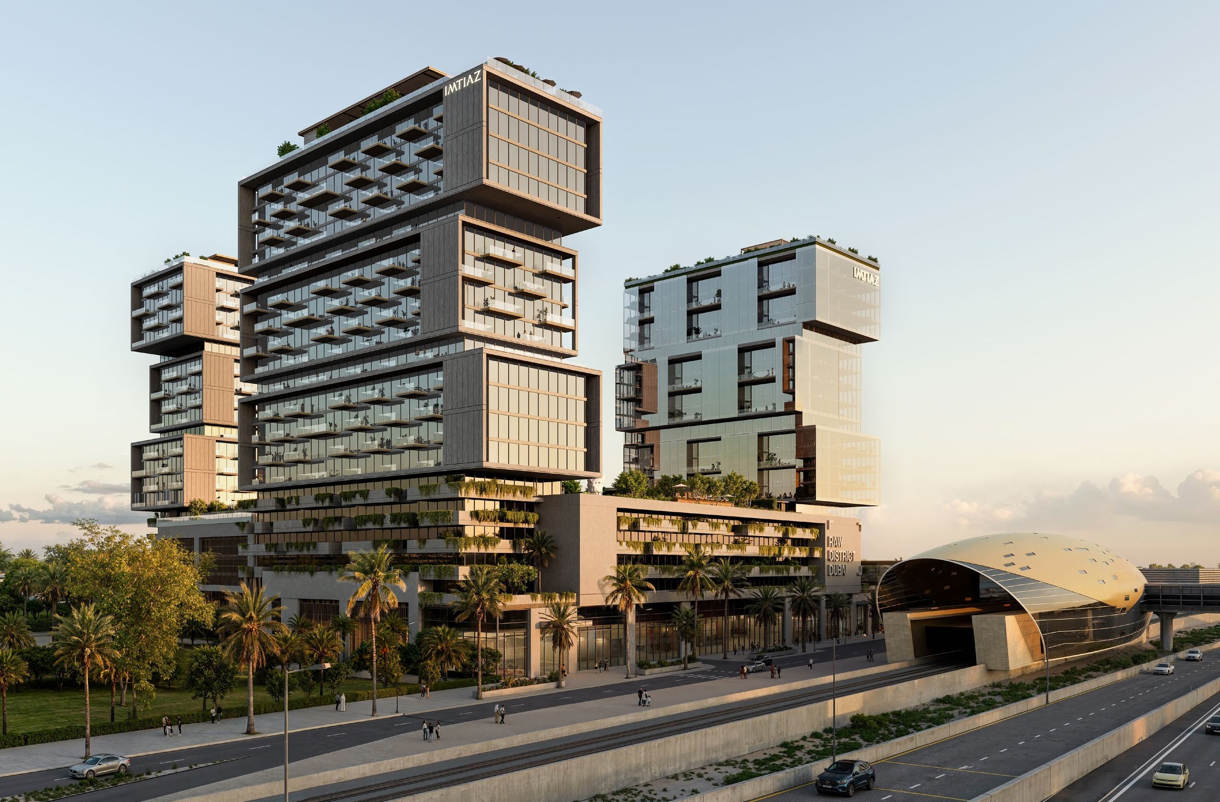 Exterior facade of Raw District Dubai — Sheikh Zayed Road — Mitchell's Commercial Real Estate