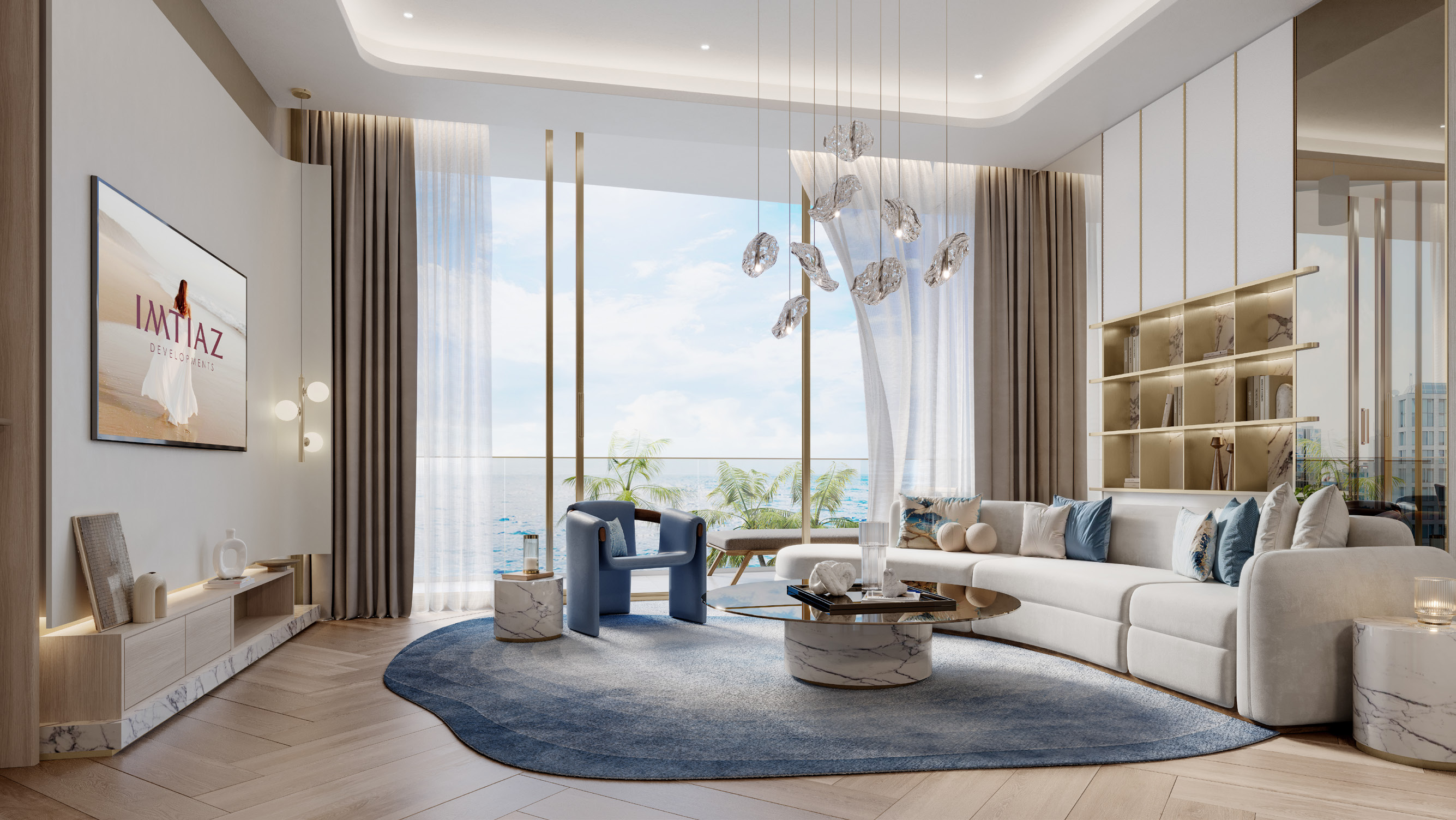 Living space at Sunset Bay Grand — Dubai Islands — Mitchell's Commercial Real Estate