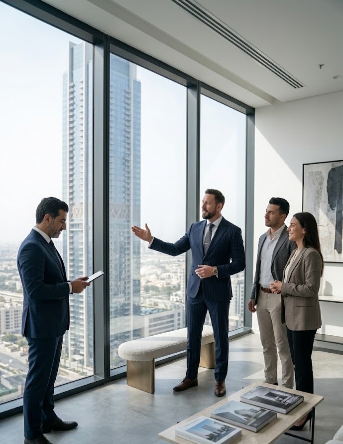 Stephen James Mitchell guiding investor clients through a Dubai commercial opportunity